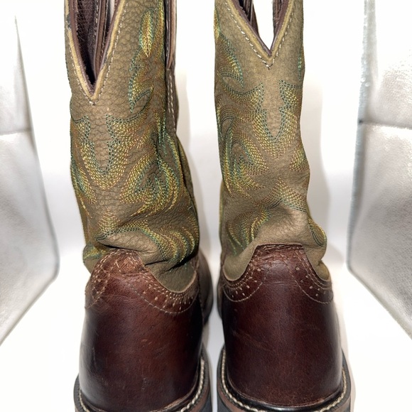 Abilene Cowboy Boots men’s size 10M Brown Leather Western Made in USA - Picture 7 of 11